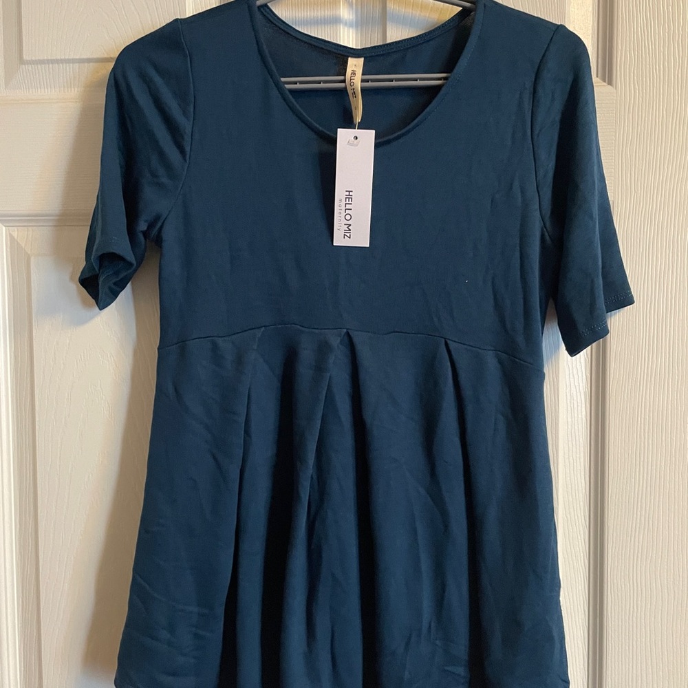 Hello MIZ Women's Teal Short Sleeve Materniry Top